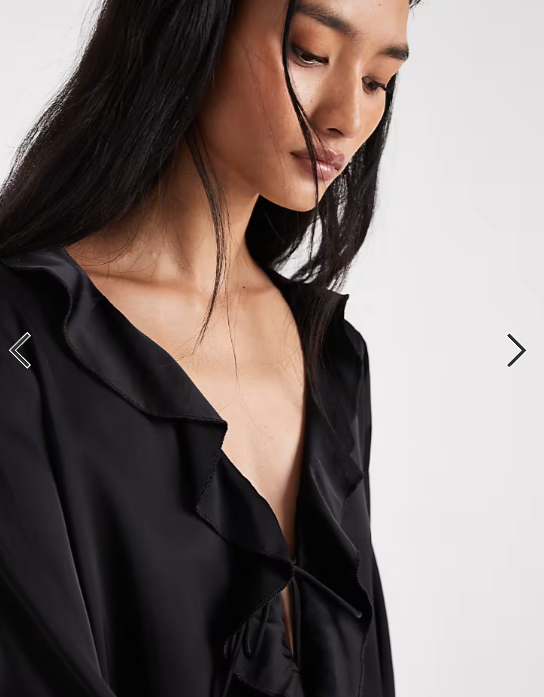 ONLY satin tie front top co-ord in black
