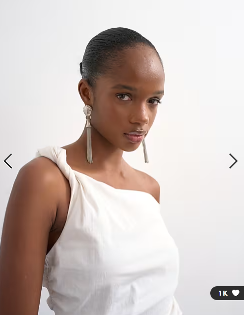 Topshop twisted shoulder sheer skirt midi dress in off white