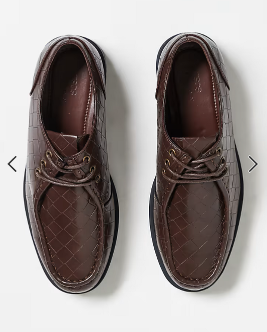 ASOS DESIGN apron lace up shoes in brown weave
