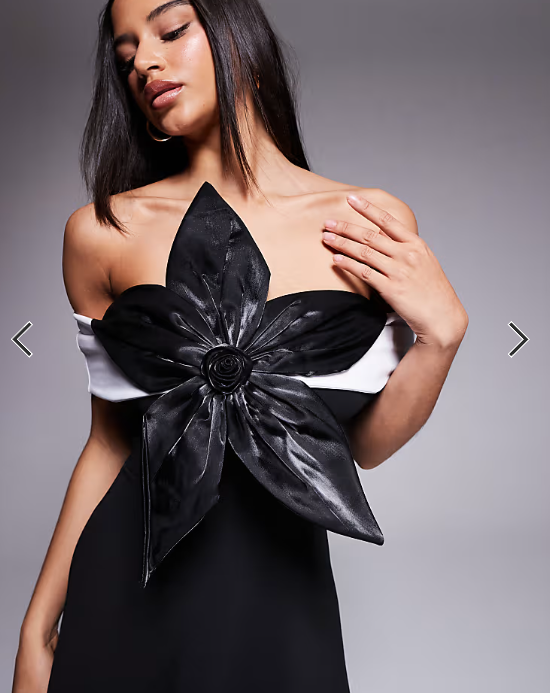 ASOS DESIGN 3D floral structured mini dress in mono in scuba-style fabric