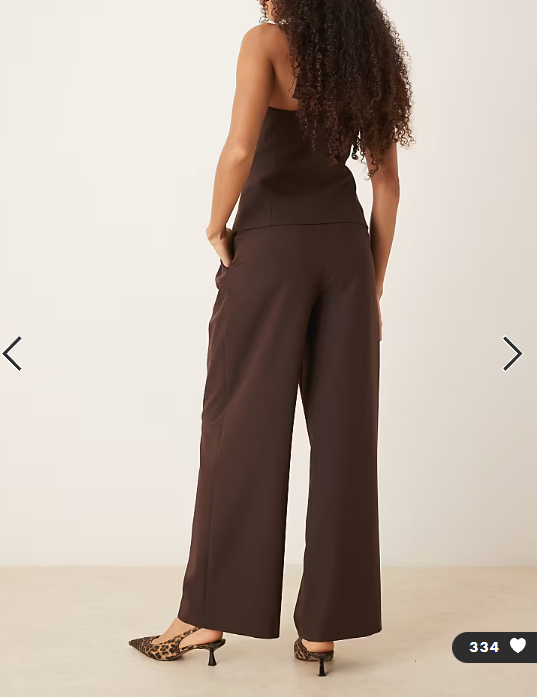 ASOS DESIGN tailored triple pleat wide leg trousers co-ord in chocolate