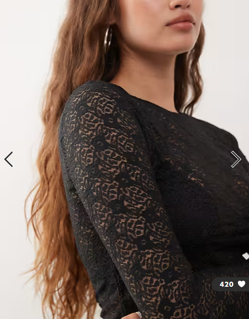 Noisy May long sleeve lace top in black