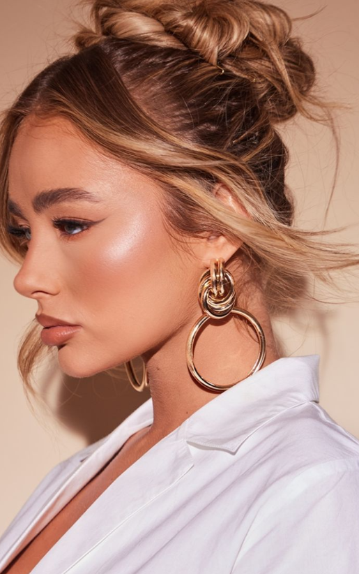 Gold Twist Knot Statement Earrings