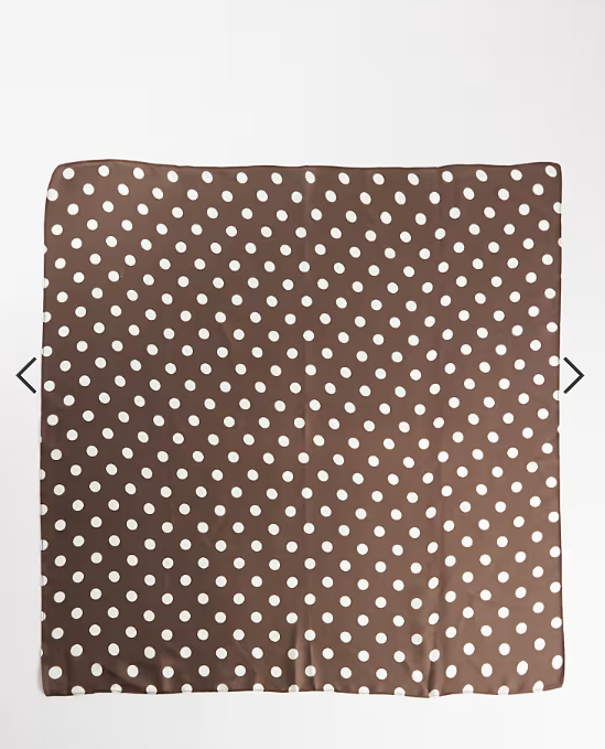 My Accessories polka dot satin bandana in brown and cream