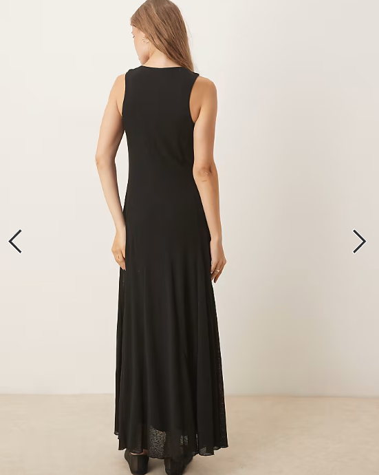 Asos - godet insert maxi dress in black