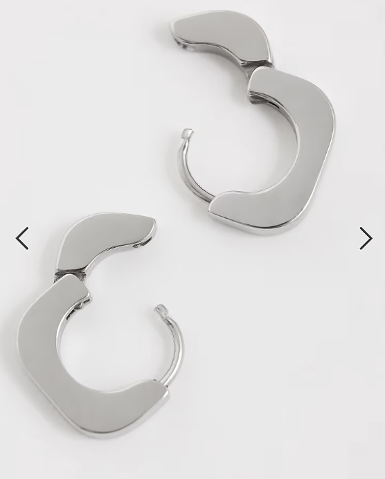 ASOS DESIGN waterproof stainless steel rounded edge square huggie hoop earrings in silver