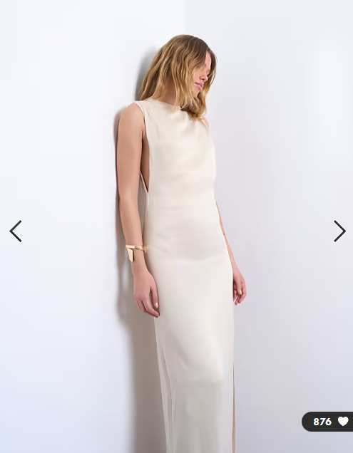 Topshop low armhole maxi occasion dress in oyster