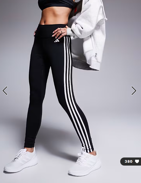 adidas Training Essentials 3 stripe 7/8 leggings in black