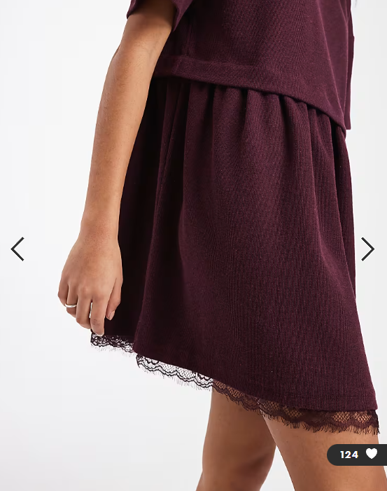 Miss Selfridge short sleeve layered smock dress with lace hem in plum