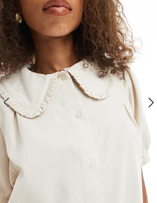 Miss Selfridge ruffle detail shirt dress in ecru