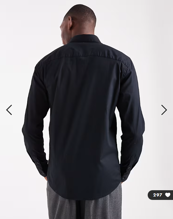 ONLY & SONS slim fit stretch poplin shirt in Black