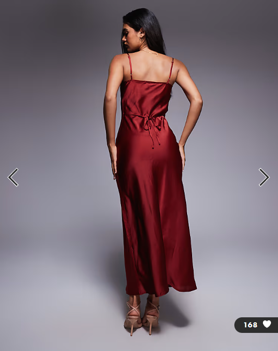 New Look satin cowl neck midi dress in rust