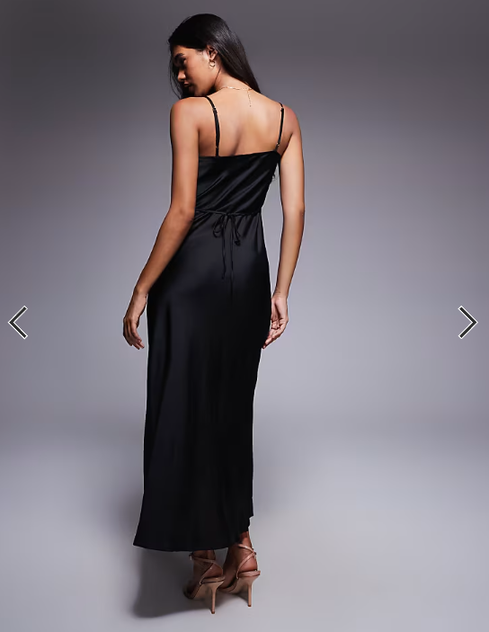 New Look - satin cowl neck midi dress in blaxk