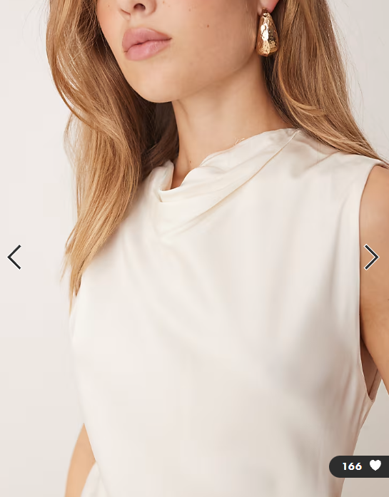 Mango satin look high neck draped sleeveless top in white