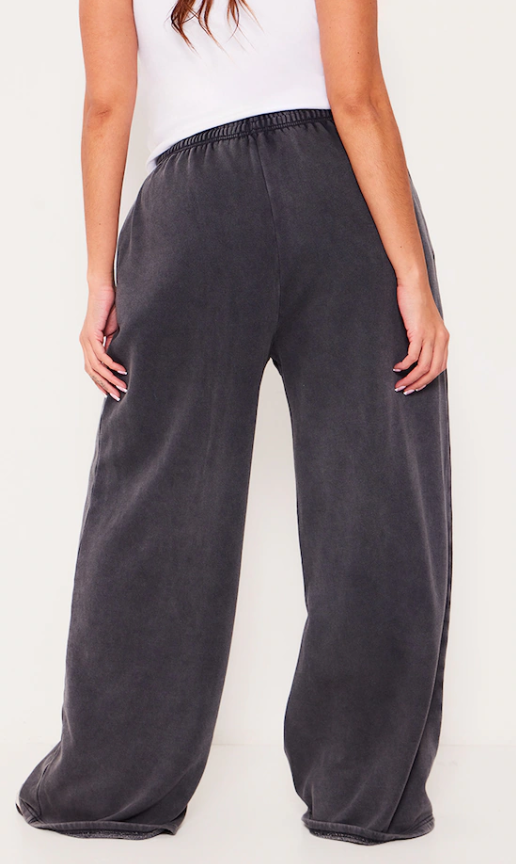 Plus Charcoal Oversized Wide Leg Washed Joggers