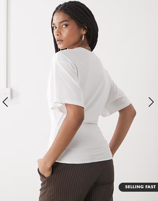 Weekday cinched waist t-shirt in white
