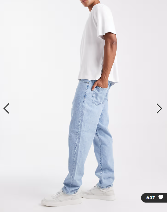 ONLY & SONS Tye loose tapered fit jeans in light wash