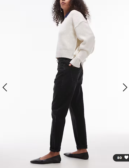 Topshop Original Mom high rise jean in washed black