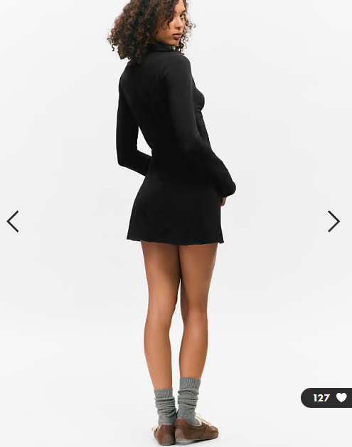 Monki ruched front long sleeve mini shirt dress in black