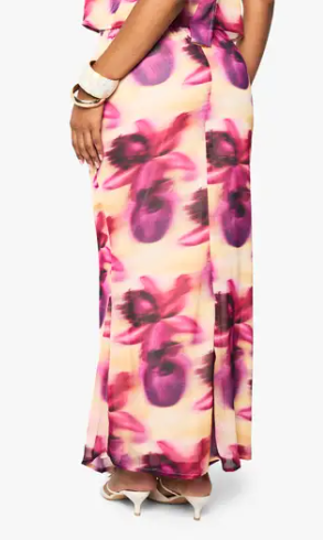 boohoo Blurred Floral Print Woven Skirt