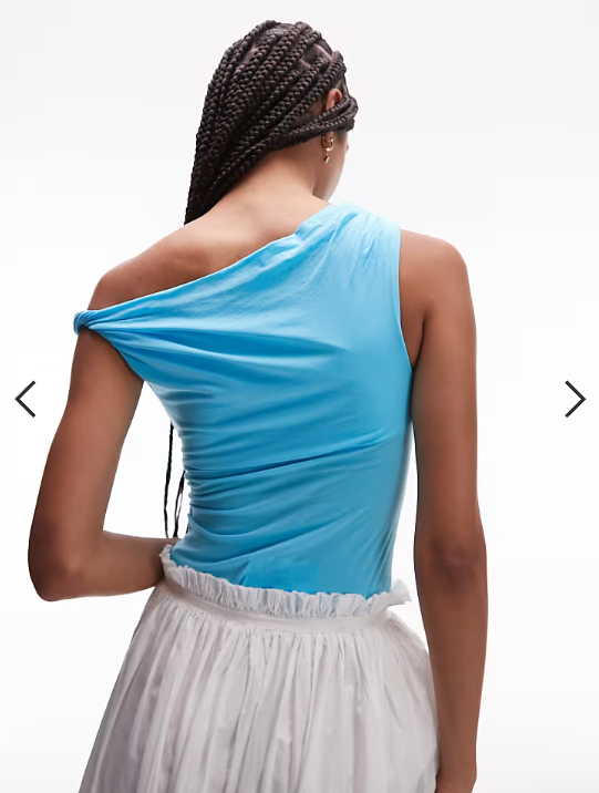 Topshop asymmetric twist detail top in blue
