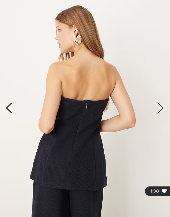 ASOS DESIGN tailored boucle bandeau top co-ord in navy