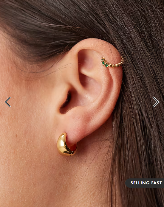 ASOS DESIGN 14k gold plated wide huggie hoops in gold tone