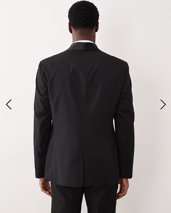 ASOS DESIGN slim suit jacket with tonal micro checkerboard weave in black