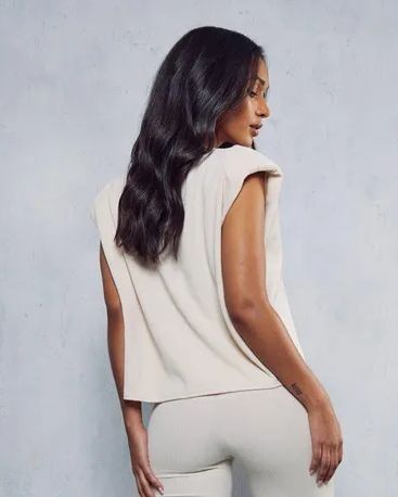 Ribbed Boxy Side Split Top