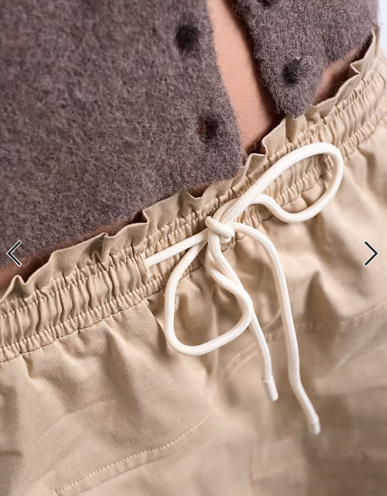 Topshop elasticated waist mini skort in beige