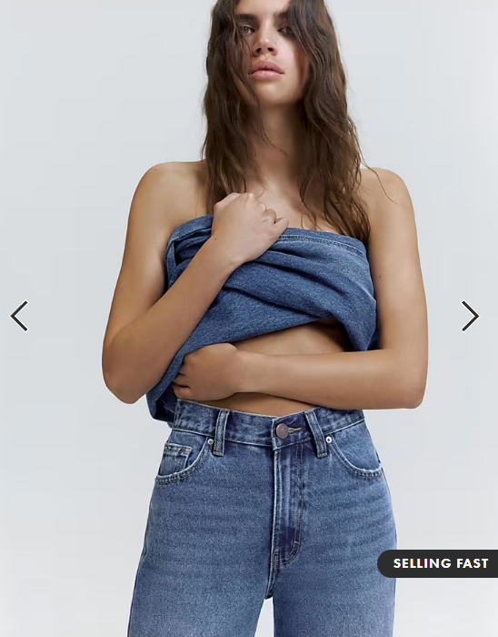 Pull&Bear Petite high-waist mom fit jeans in dark blue