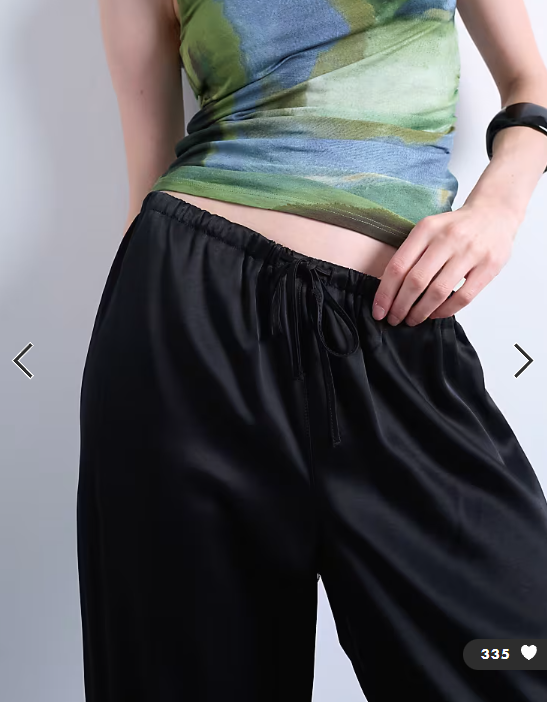 Topshop satin tie waist wide leg pant in black