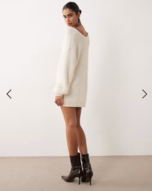 Vila oversized knitted jumper dress in birch cream