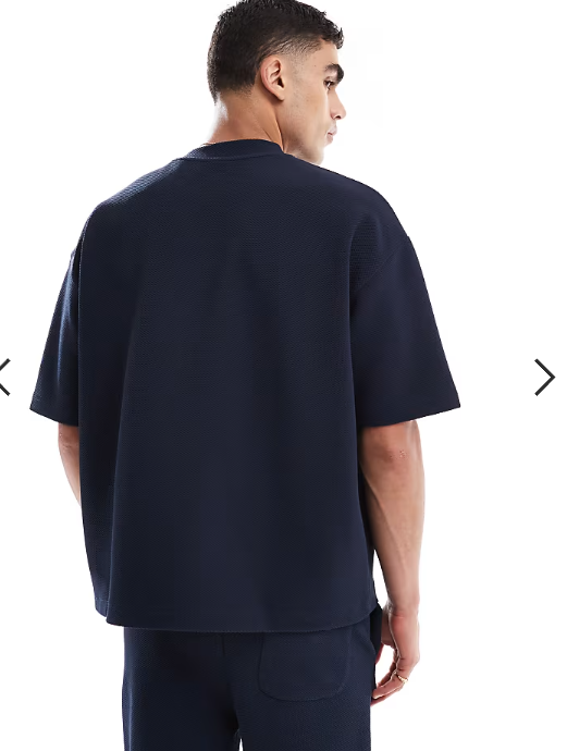 ASOS DESIGN super heavyweight boxy oversized t-shirt with text embroidery in navy texture