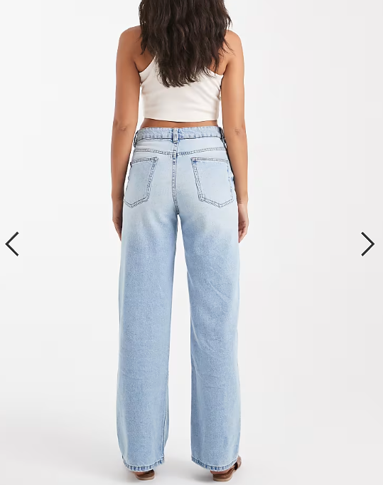 ASOS DESIGN wide leg dad jeans in lightwash with knee rips