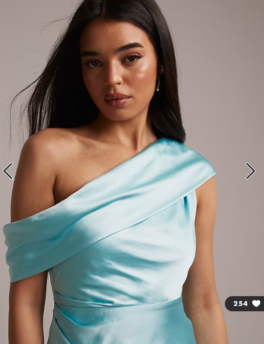 Six Stories satin drape one shoulder maxi dress in turquoise
