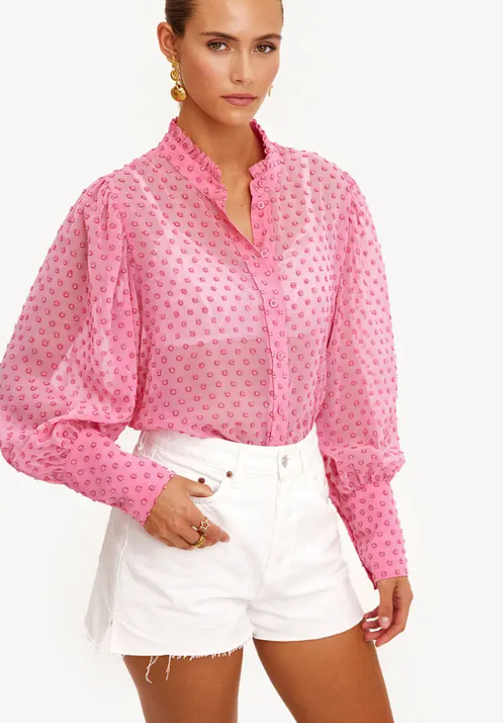 Loavies - Light pink blouse with dots