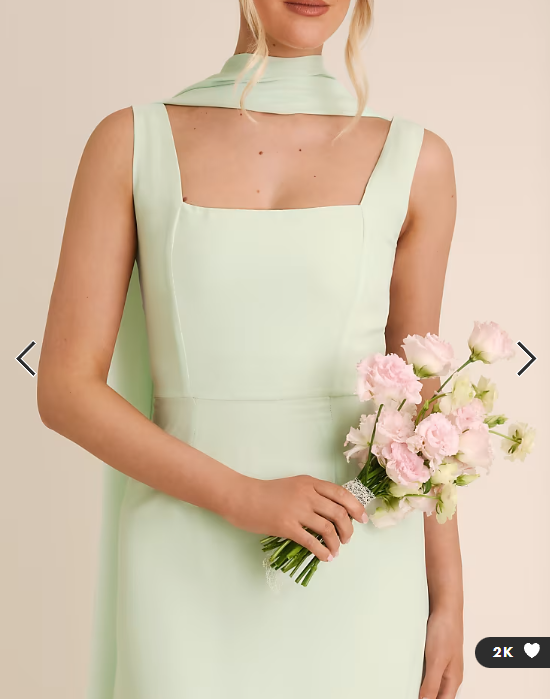 Six Stories Bridesmaid crepe square neck maxi dress with scarf neck in mint green