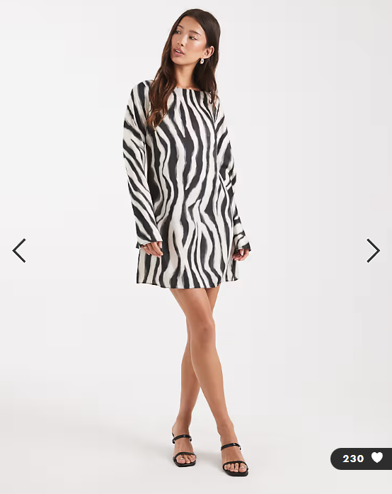New Look - zebra print satin mini dress in black zebra