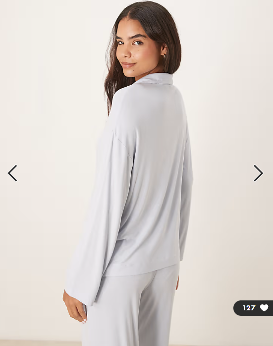 Gina Tricot mix and match soft long sleeve pyjamas shirt in light blue