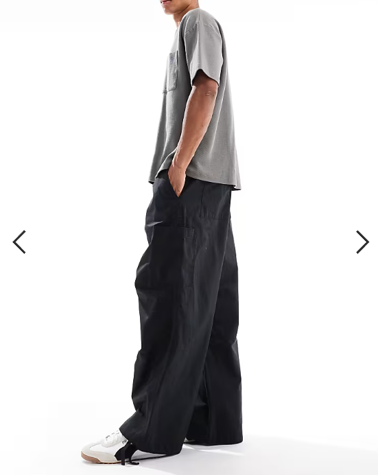 ASOS DESIGN oversized baggy cargo trousers in black ripstop