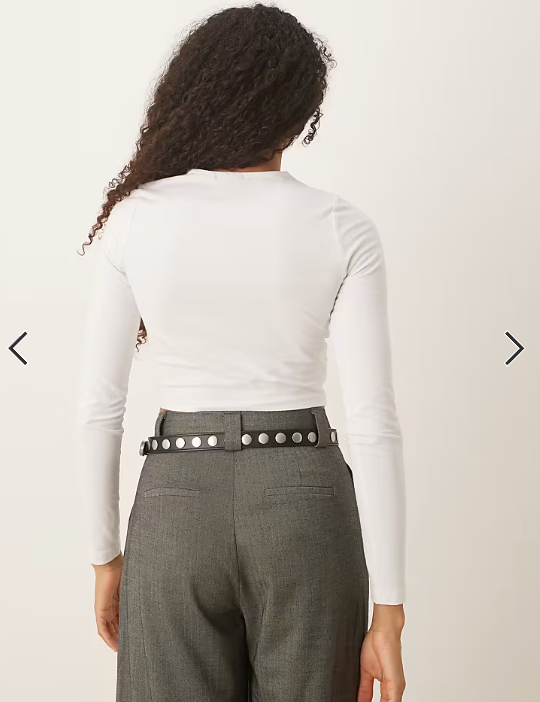 ASOS DESIGN fitted crop t-shirt with long sleeve in white