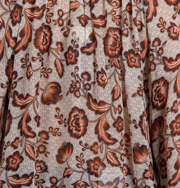 PART TWO Ketta Floral Print V Neck Viscose Blouse Brown/orange