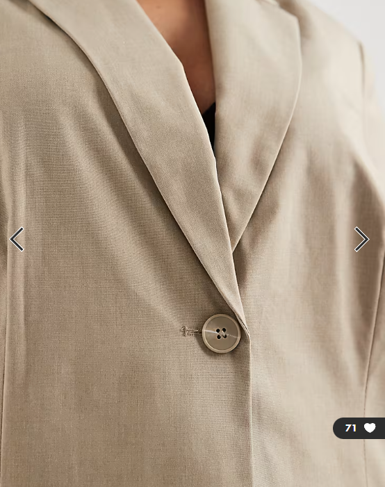 Pieces Curve tailored short blazer in beige
