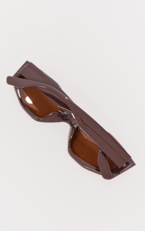 Chocolate Mirrored Slim Angled Hexagonal Sunglasses