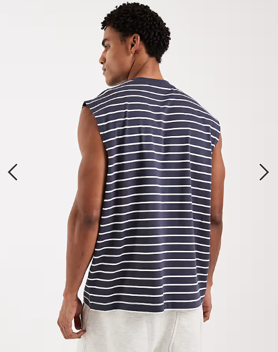 ASOS DESIGN oversized tank in navy and white stripe
