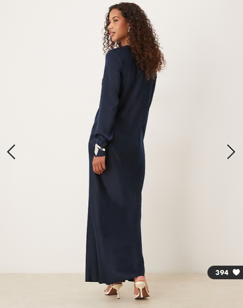 ASOS DESIGN seamed matt satin slip maxi dress in navy