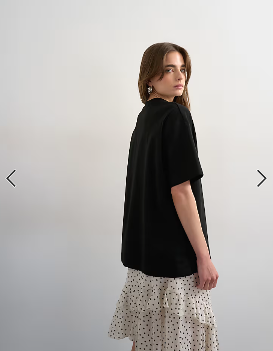 Topshop premium interlock oversized tee in black