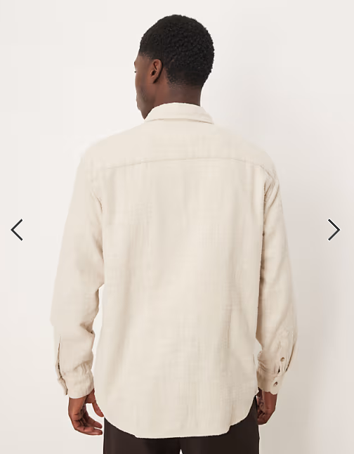 Abercrombie & Fitch long sleeve cropped flannel shirt with pocket in cream