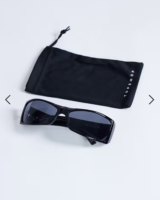 Topshop Ibiza wrapround rectangle sunglasses in black